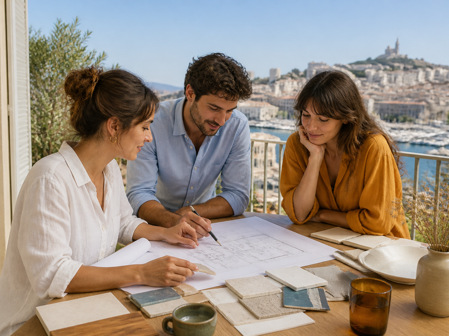 Équipe Espace Clair sur une terrasse marseillaise